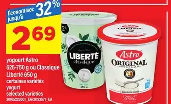 Maxi YOGOURT ASTRO, 625-750 G OU CLASSIQUE LIBERTÉ, 650 G offer