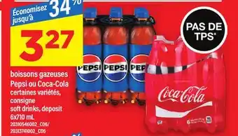 Maxi BOISSONS GAZEUSES PEPSI OU COCA-COLA, 6X710 ML offer