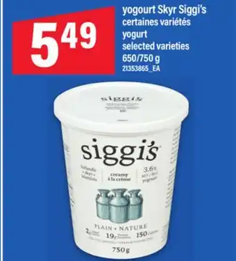 Maxi YOGOURT SKYR SIGGI'S, 650/750 G offer