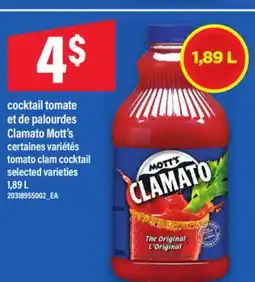 Maxi COCKTAIL TOMATE ET DE PALOURDES CLAMATO MOTT'S | TOMATO CLAM COCKTAIL, 1,89 L offer