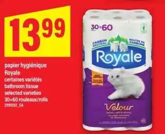 Maxi PAPIER HYGIÉNIQUE ROYALE, 30=60 rouleaux/rolls offer