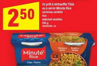 Maxi RIZ PRÊT À RÉCHAUFFER TILDA OU À SERVIR MINUTE RICE, 250 g offer