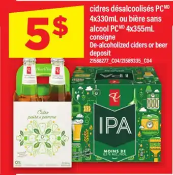 Maxi CIDRES DÉSALCOOLISÉS PC, 4X330ML OU BIÈRE SANS ALCOOL PC, 4X355ML offer