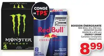 Marches Tradition RED BULL (4 x 250 mL), MONSTER OR REIGN (4 x 473 mL) ENERGY DRINK offer