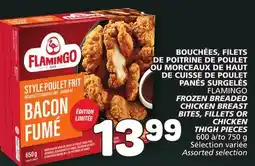 Marché Bonichoix FLAMINGO FROZEN BREADED CHICKEN BREAST BITES, FILLETS OR CHICKEN THIGH PIECES offer