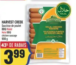 Marché Adonis HARVEST CREEK SAUCISSE DE POULET BBQ HALAL | HALAL BBQ CHICKEN SAUSAGE offer