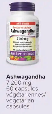 Jean Coutu WEBBER NATURAL Ashwagandha 7200 mg, vegetarian capsules offer