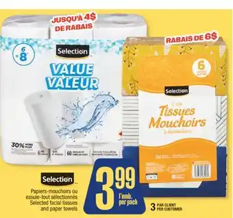 Jean Coutu SELECTION Selected facial tissues and paper towels offer