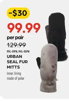 Pronature URBAN SEAL FUR MITTS offer