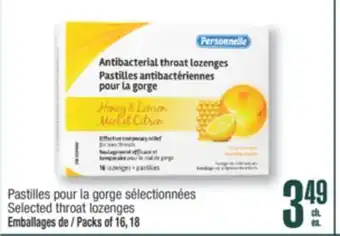 Jean Coutu Personelle Selected throat lozenges offer