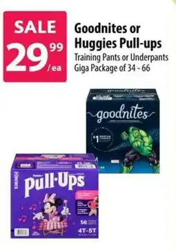 Co-op Goodnites or 99 Huggies Pull-ups offer