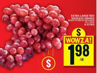 Food Basics Extra large red seedless grapes offer