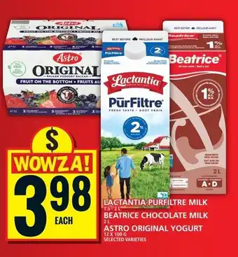 Food Basics Lactantia purfiltre milk beatrice chocolate milk astro original yogurt offer