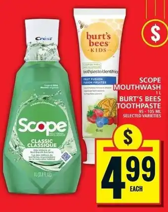 Food Basics Scope mouthwash burt's bees toothpaste offer