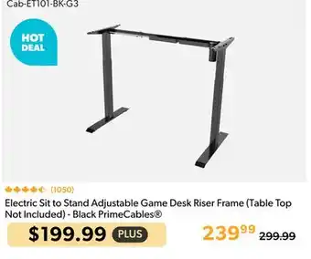 Primecables Electric Sit to Stand Adjustable Game Desk Riser Frame (Table Top Not Included) - Black PrimeCables offer