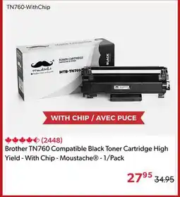 123Ink Brother TN760 Compatible Black Toner Cartridge High Yield - With Chip - Moustache - 1/Pack offer