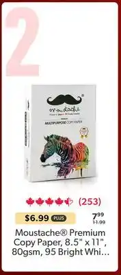 123Ink Moustache Premium Copy Paper, 8.5 x 11, 80gsm, 95 Bright Wh offer