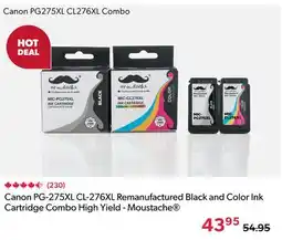 Shopper+ Moustache Canon PG-275XL CL-276XL Remanufactured Black and Color Ink Cartridge Combo High Yield offer