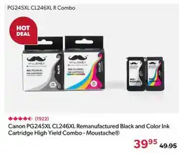 Shopper+ Moustache Canon PG245XL CL246XL Remanufactured Black and Color Ink Cartridge High Yield Combo offer