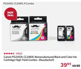 Shopper+ Moustache Canon PG245XL CL246XL Remanufactured Black and Color Ink Cartridge High Yield Combo offer