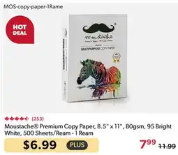 123Ink Moustache Premium Copy Paper, 8.5 x 11, 80gsm, 95 Bright White, 500 Sheets/Ream - 1 Ream offer