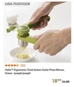 Shopper+ Helix Ergonomic Twist-Action Garlic Press Mincer, Green - Joseph Joseph offer