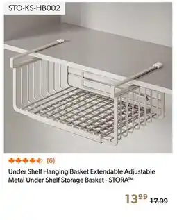 Shopper+ Under Shelf Hanging Basket Extendable Adjustable Metal Under Shelf Storage Basket - STORA offer