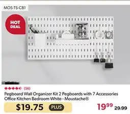 123Ink Pegboard Wall Organizer Kit 2 Pegboards with 7 Accessories Office Kitchen Bedroom White - Moustache offer