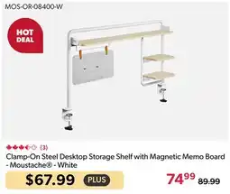 123Ink Clamp-On Steel Desktop Storage Shelf with Magnetic Memo Board - Moustache - White offer