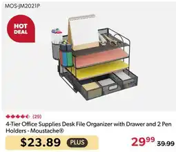 123Ink 4-Tier Office Supplies Desk File Organizer with Drawer and 2 Pen Holders - Moustache offer