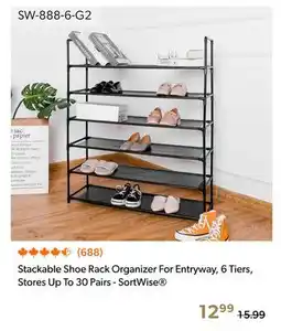 Shopper+ Stackable Shoe Rack Organizer For Entryway, 6 Tiers, Stores Up To 30 Pairs - SortWise offer