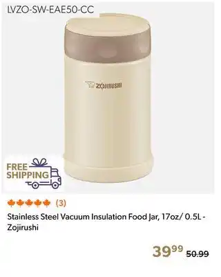 Shopper+ Stainless Steel Vacuum Insulation Food Jar, 17oz/ 0.5L - Zojirushi offer