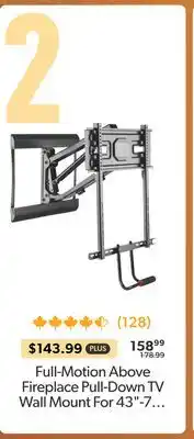 Shopper+ Full-Motion Above Fireplace Pull-Down TV Wall Mount For 43-70 TVs PrimeCables offer