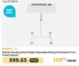 Shopper+ PrimeCables Mobile Standing Desk Height Adjustable Rolling Workstation Cart offer