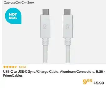 Shopper+ USB-C to USB-C Sync/Charge Cable, Aluminum Connectors, 6.5ft - PrimeCables offer