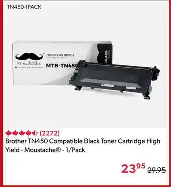 Shopper+ Brother TN450 Compatible Black Toner Cartridge High Yield - Moustache - 1/Pack offer