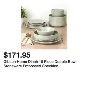 Bed Bath & Beyond Gibson Home Dinah 16 Piece Double Bowl Stoneware Embossed Speckled Dinnerware Set offer