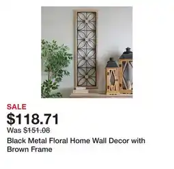 Bed Bath & Beyond Black Metal Floral Home Wall Decor with Brown Frame offer