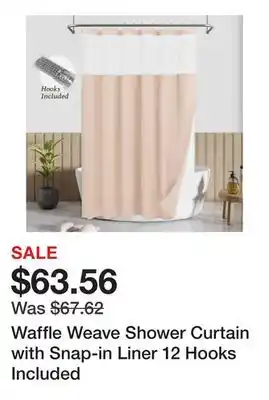 Bed Bath & Beyond Waffle Weave Shower Curtain with Snap-in Liner 12 Hooks Included offer