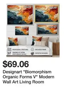 Bed Bath & Beyond Designart Biomorphism Organic Forms V Modern Wall Art Living Room offer