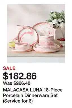 Bed Bath & Beyond MALACASA LUNA 18-Piece Porcelain Dinnerware Set (Service for 6) offer