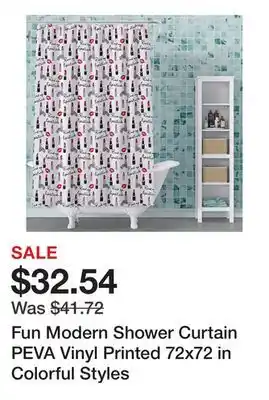 Bed Bath & Beyond Fun Modern Shower Curtain PEVA Vinyl Printed 72x72 in Colorful Styles offer