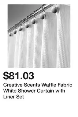 Bed Bath & Beyond Creative Scents Waffle Fabric White Shower Curtain with Liner Set offer