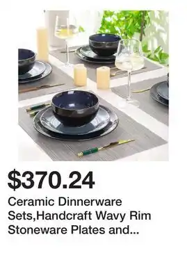 Bed Bath & Beyond Ceramic Dinnerware Sets,Handcraft Wavy Rim Stoneware Plates and Bowls Sets offer