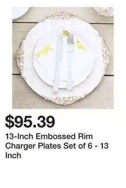 Bed Bath & Beyond 13-Inch Embossed Rim Charger Plates Set of 6 - 13 Inch offer