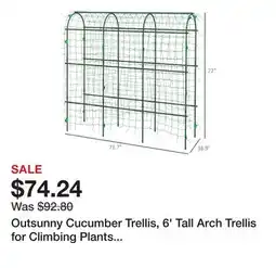 Bed Bath & Beyond Outsunny Cucumber Trellis, 6' Tall Arch Trellis for Climbing Plants Outdoor, A-Frame offer