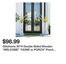 Bed Bath & Beyond Glitzhome 30H Double Sided Wooden WELCOME HOME or PORCH Porch Sign Welcome Planter offer