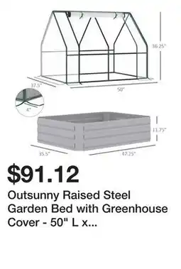 Bed Bath & Beyond Outsunny Raised Steel Garden Bed with Greenhouse Cover - 50 L x 37.5 W x 36.25 H offer