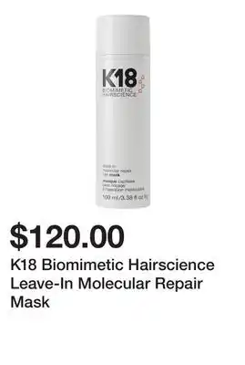 Sephora K18 Biomimetic Hairscience Leave-In Molecular Repair Mask offer