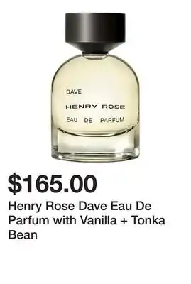 Sephora Henry Rose Dave Eau De Parfum with Vanilla + Tonka Bean offer